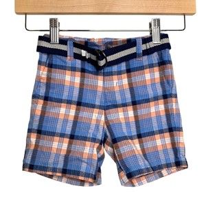 Janie and Jack Boys Cotton Plaid Shorts + Belt Size 3